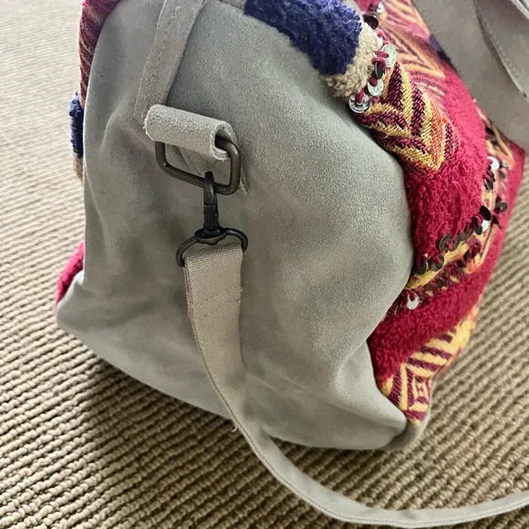 NWOT Free People First Class Suede Embellished Weekender in Primrose Bag - Picture 7 of 12